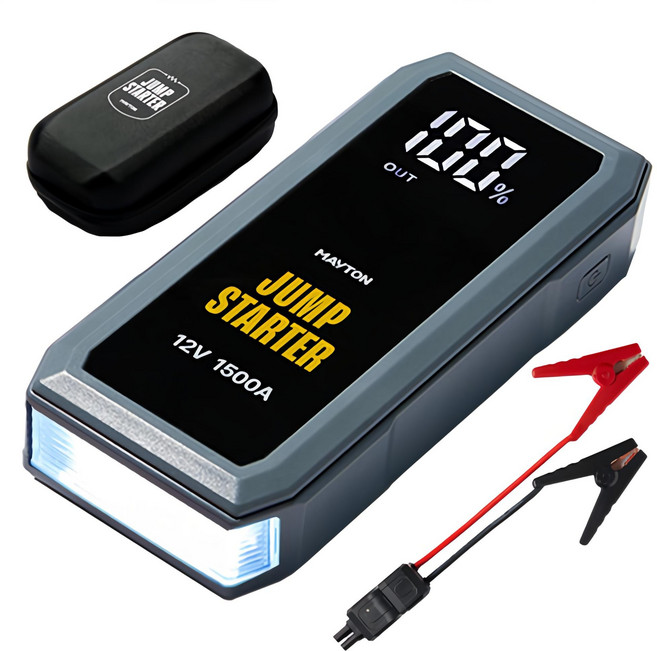 메이튼 긴급시동 보조배터리 점프스타터 12V + 전용파우치 + 점퍼 케이블 + 충전 케이블, 1개, 10000mAh