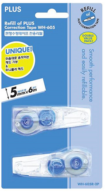 프러스 수정테이프리필 WH-605R-2P, 혼합색상, 1세트