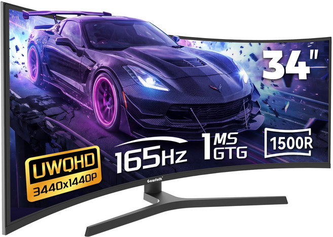 Gawfolk 중고모니터 27인치 FHD 180Hz 1K / 34인치 4K 165Hz 커브드 가성비 끝판왕, 88cm, (34인치) 4K 165Hz 높이 조절 지원
