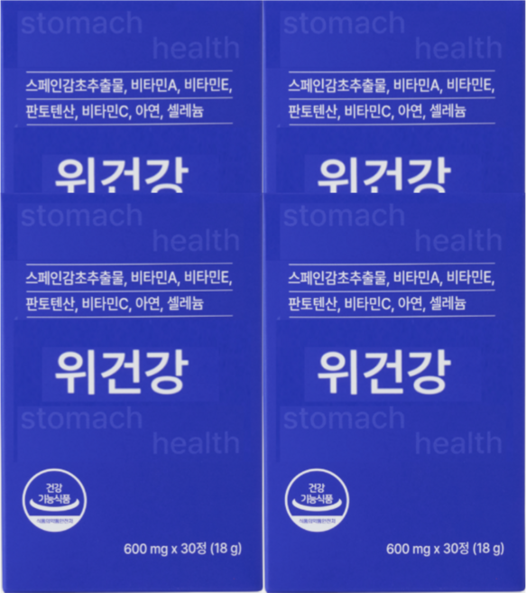 위에 좋은 영양제 식약처 인정 위건강 감초추출물 위영양제 역류성 식도염 헬리코박터균 증식억제 위 점막 보호제, 4개, 30정