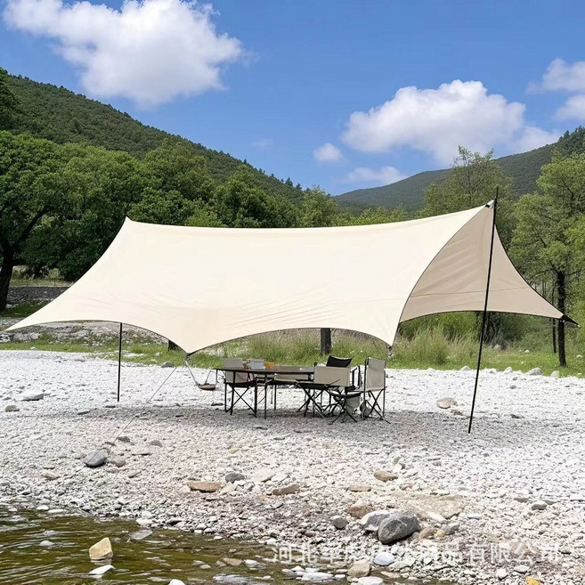 Fowod 캠핑 방수 자외선 차단 암막 렉타 타프 나들이용 그늘막 텐트, 실버코팅