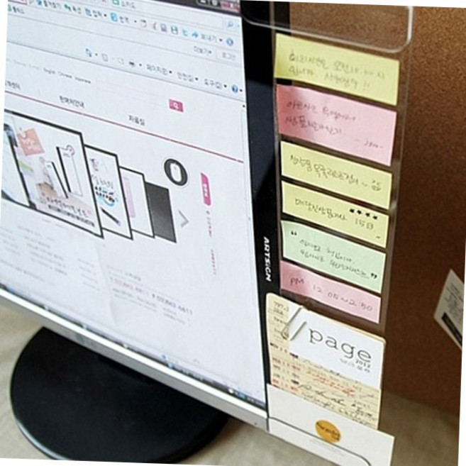 투명 아크릴 모니터 메모보드 포스트잇 명함꽂이 데스크테리어 사무실 책상 정리용품, 본상품선택