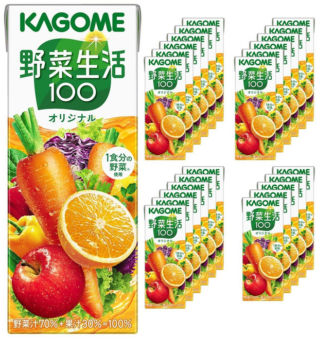 KAGOME 可果美 野菜生活蔬果汁 原味, 200ml, 24瓶