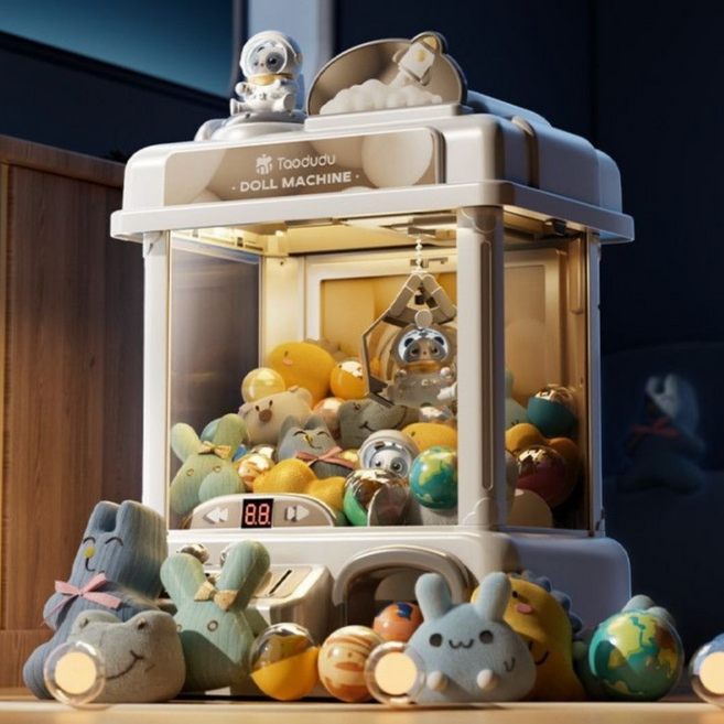 프리미엄 가정용 인형뽑기 기계 인형 캡슐 풀세트 뽑기 홈아케이드 리모컨형 조카 선물, 화이트 (곰2 + 인형25 + 캡슐20 + 공8)