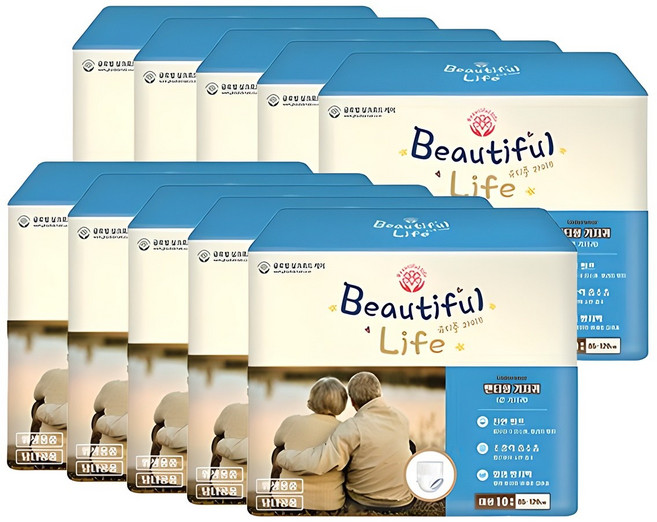 뷰티풀라이프 성인용 팬티형 기저귀, 대형, 10매입, 10개