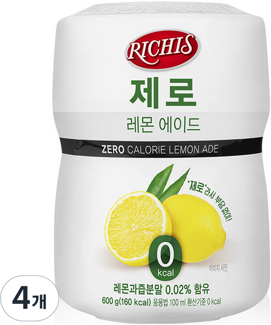 리치스 제로 레몬 에이드분말, 600g, 1개입, 4개
