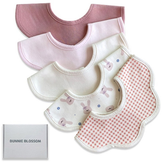바니블라썸 아기 턱받이 어린이집 준비물 출산 선물세트 롤링 침받이 baby bib