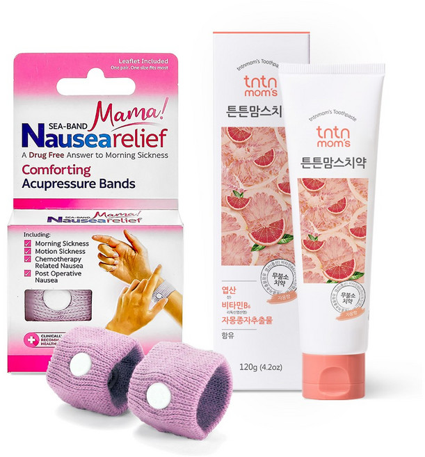 입덧극복세트 씨밴드마마 릴리프 입덧밴드+튼튼맘스 임산부치약(자몽), 1개