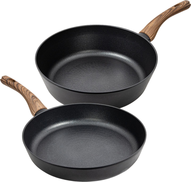 [1+1] 쿡텐 국산 와이드 티타늄 IH겸용 프라이팬 궁중팬 1+1 2종 세트 사이즈, 블랙, 1세트, 28cm 프라이팬, 28cm 궁중팬