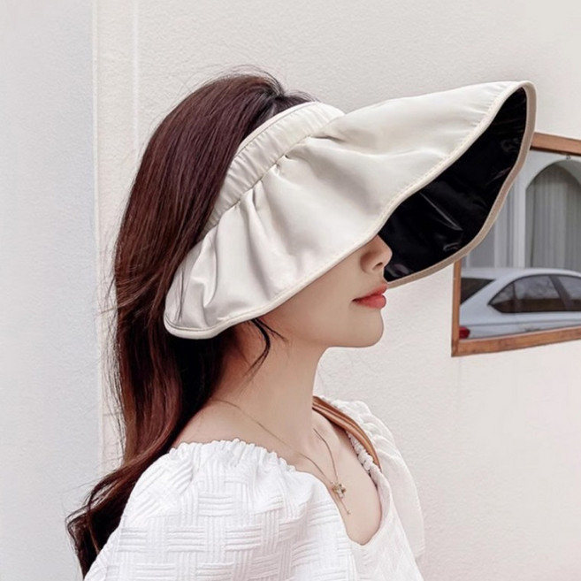 자외선 차단 햇빛가리개 여성 여자 썬캡 암막 모자, 블랙, 1개