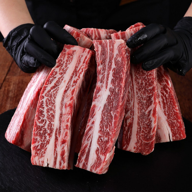 프라임앵거스 지방손질 도톰 우대갈비 꽃갈비 소갈비 캠핑 바베큐 가정용 초이스등급, 5개, 400g