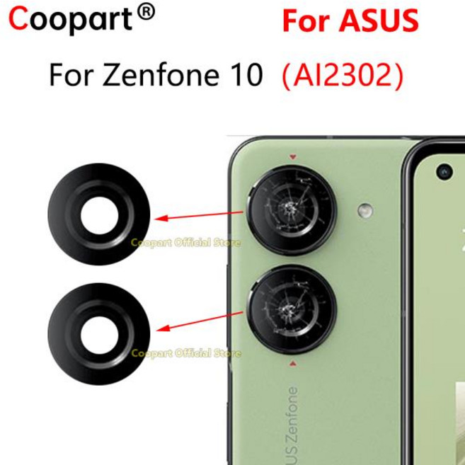 Coopart 후면 카메라 유리 렌즈 Asus Zenfone 10 AI2302 교체 접착 스티커 포함 신제품, 04 2 Set 0riginal