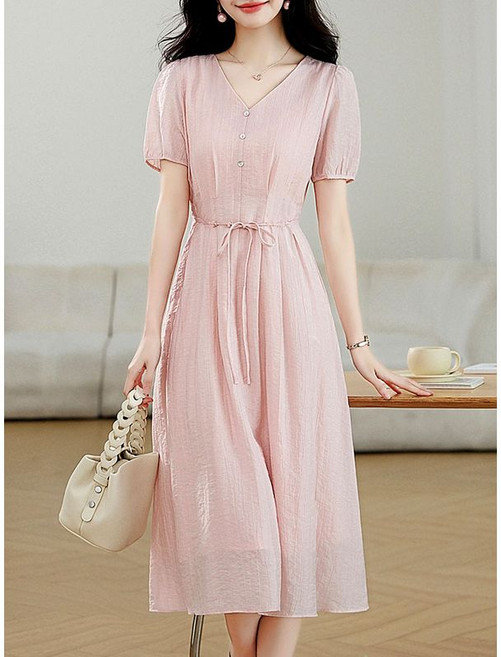 에꼴드파리 블리 핑크 반팔원피스 F57WOB016Z