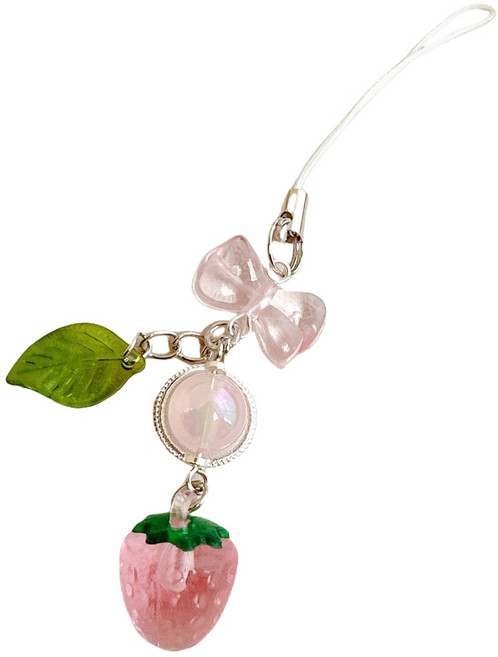 Sweet Leaf Strawberry Phone Charm Fashion Forward 사용자를위한 장난스러운 딸기 잎 매력 전화 스트랩 액세서리