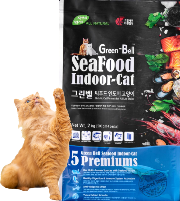 내츄럴큐브 그린벨 씨푸드 캣 기능성 사료, 2kg, 1개