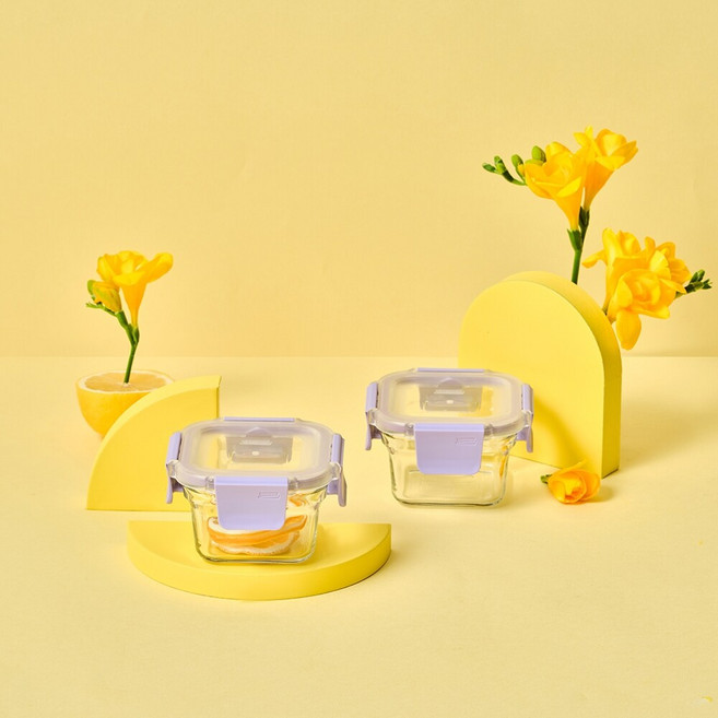 글라스락 퓨어 오븐 베리페리 정사각 160mL 2조, 1세트