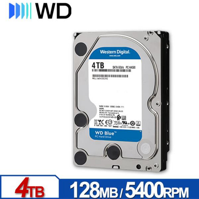 WD 藍標 4TB 3.5吋 SATA 硬碟, WD40EZZX, 1GB