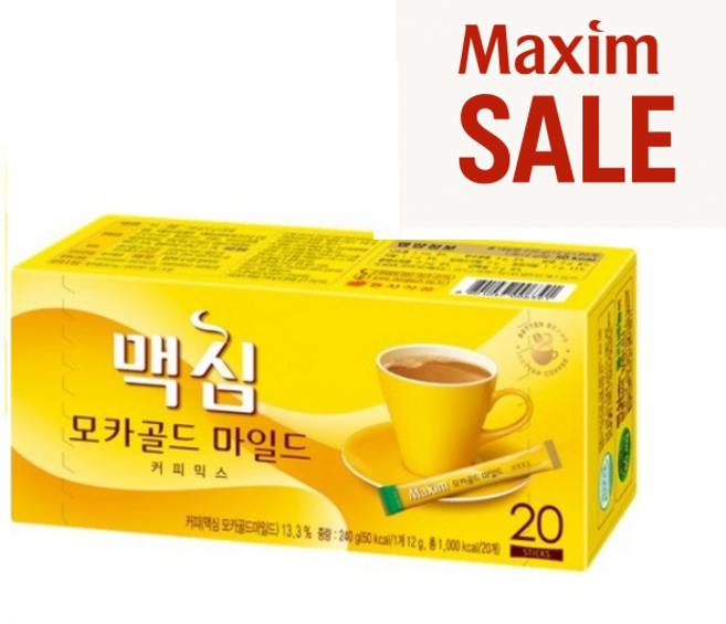 맥심 모카골드 마일드 커피믹스, 12g, 20개입, 2박스