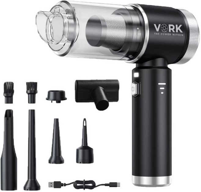 VORK 무선 미니 청소기 진공 핸디 가정용 에어건 소형 원룸 저렴한 청소기, VORK33, 블랙