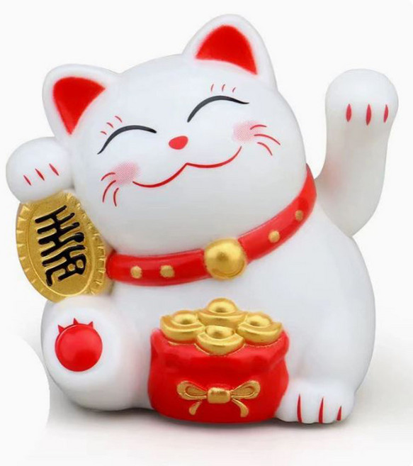 osshop 마네키네코 손흔드는고양이 카페 인테리어 소품 미니어처 장식 집들이 개업 선물, 일본고양이인형 - 화이트