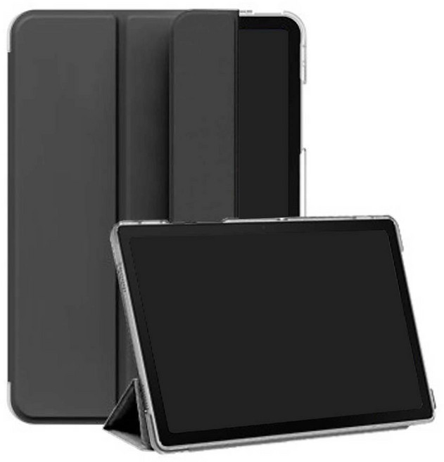 헤이맨 갤럭시탭 S8플러스 S7플러스 S7FE S펜 수납 투명 북커버 TPU 플립 케이스, 다크그레이