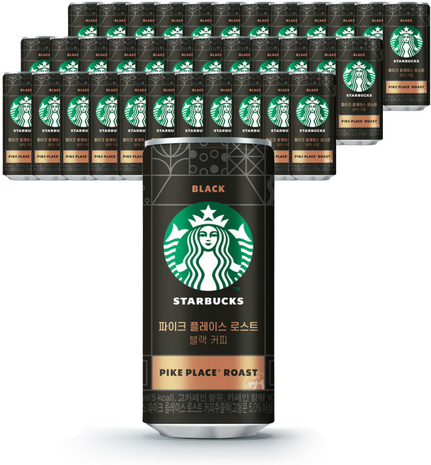 동서 스타벅스 파이크 플레이스 로스트 블랙 커피 36캔, 200ml, 36개