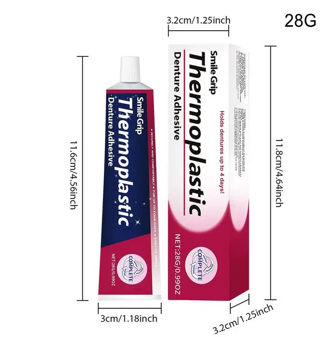 28g 열가소성 의치 접착제 오래 지속되는 제품 관리 컴포트 고정 개선, 01 28g