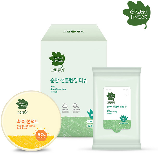 그린핑거 촉촉 선팩트 소프트블록 16g+선클렌징 티슈 30매, 촉촉 선팩트16g+티슈30매