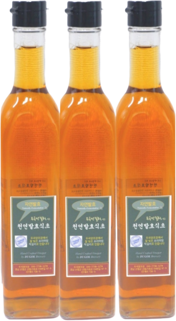 지리산 메뚜기쌀로 빚은 두곡막걸리 천연발효식초(두곡양조장)-[원산지: 경상남도 산청군], 3개, 500ml