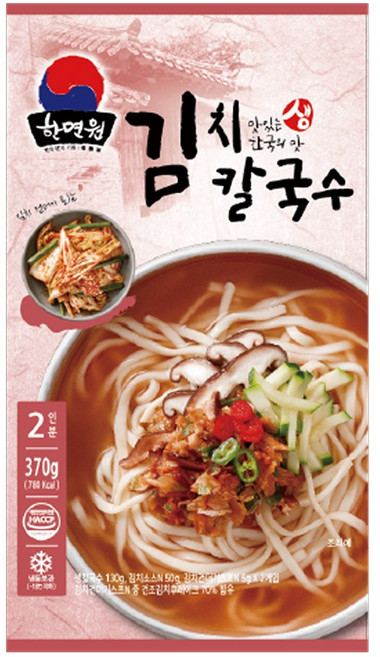 [한국제면] 한면원 김치칼국수 2인분, 1세트, 370g