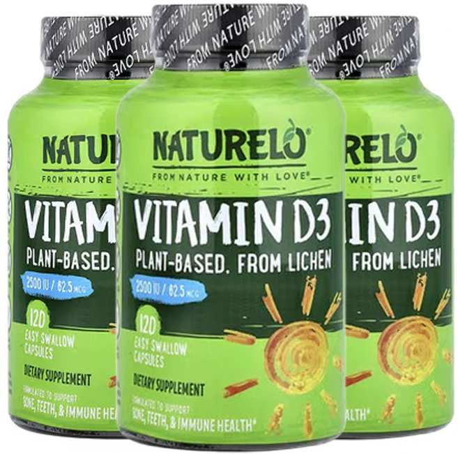 네츄렐로 비타민D3 62.5mcg(2 500IU) 삼키기 쉬운 120캡슐, 3개, 120정 - 쿠팡