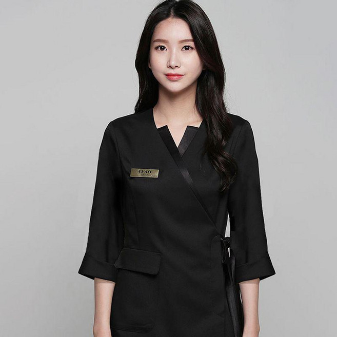 CEAM 工作服 夏季美容師服飾 醫美會所適用, 1個, 黑色七分袖 單上衣,XL, 黑色 七分袖 單上衣