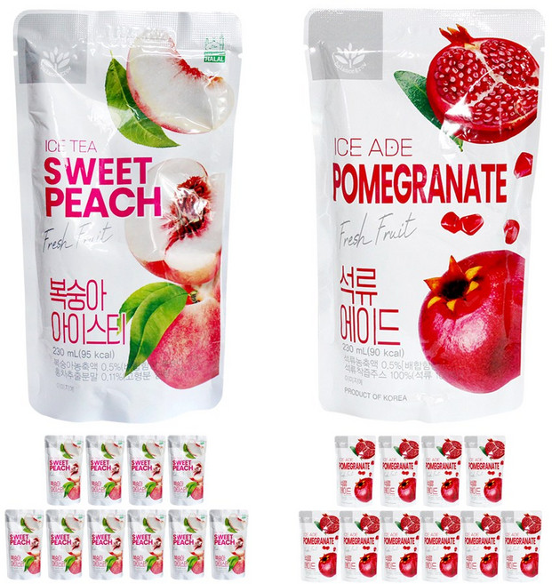 밸런스그로우 복숭아 아이스티 230ml 10팩 +석류에이드 230ml 10팩