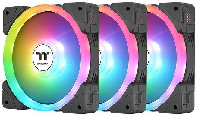 Thermaltake SWAFAN EX 12 ARGB PC 냉각 팬 화이트 3팬 pcak 500~2000 RPM 마그네틱 연결 양면 블레이드 MB RGB 소프트웨어와, SWAFAN EX ARGB, 120mm, Black