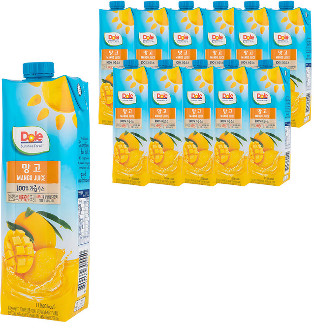돌 망고 과즙주스, 1L, 12개