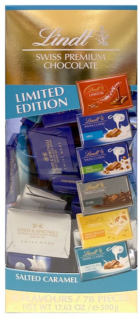 Lindt 瑞士蓮 綜合海鹽巧克力薄片禮盒 76片 (500g), 1個