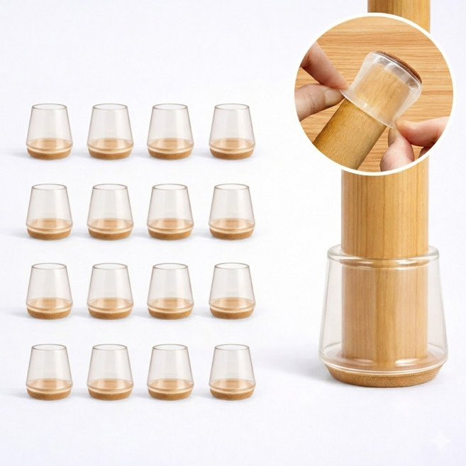 다브온픽 층간소음방지 바닥 보호 의자 발커버, 16개, 투명