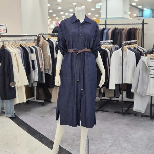 레노마레이디 린넨 턴업 셔츠형 원피스 R2H21WOP010