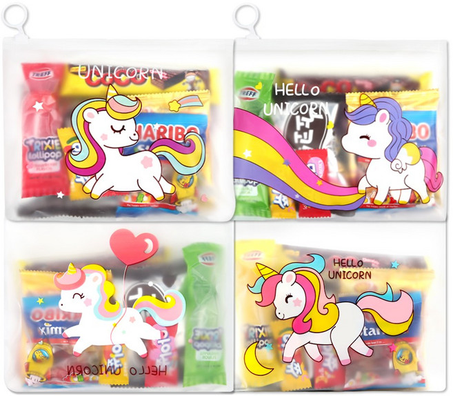 한봄 어린이집 과자 구디백 간식 선물 꾸러미, 간식 8종 4p + 라벨스티커 8p + 지퍼백 4p, 1세트