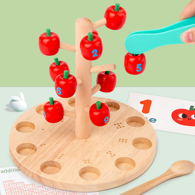 사과 나무 교구 셈셈수놀이 수학교구 유치원 소근육발달 수학 조기 교육 장난감 학습놀이 수학교구 W078, 단품, 1개