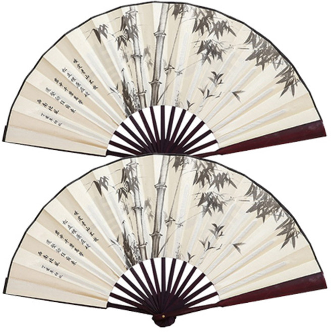 실크 대나무부채 D타입 대형, 2개, E형
