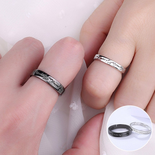 FANSYLI 커플링 남자 여자 심플 1+1 오픈 도금 커플 반지 프로포즈반지 실버반지 대학행커플링 선물 20250309J024