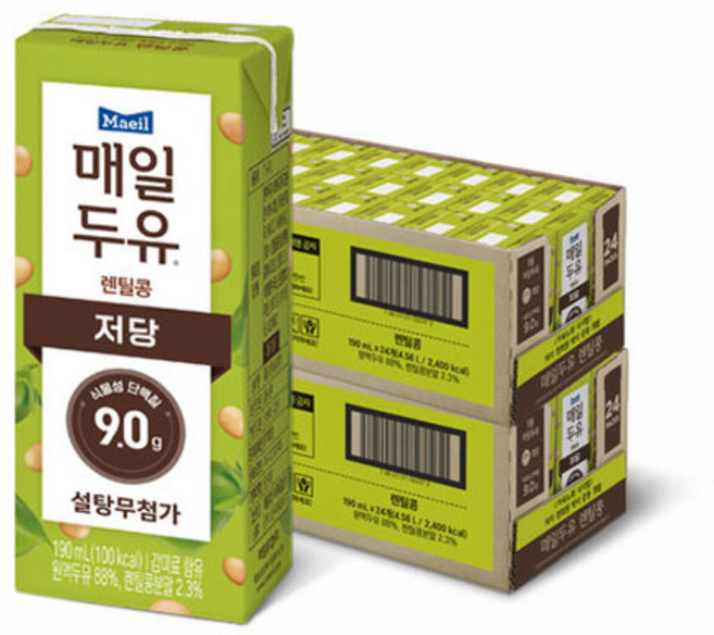 매일두유 렌틸콩 저당두유 2박스 (190ml X 48팩), 190ml