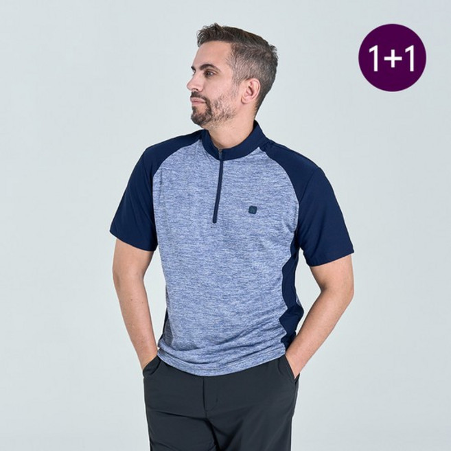 [1+1] 남성 쿨탄력 스포츠 반집업 반팔 티셔츠 MVT4270
