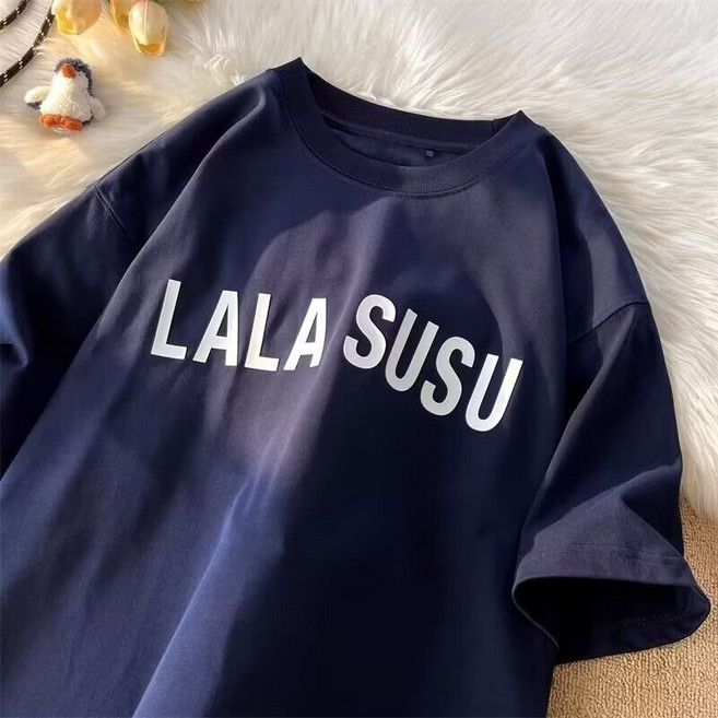 短袖T恤男 英文字母印花簡約百搭夏季新款ins潮牌, 藏青色T150,3XL