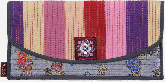 누비 색동 장지갑 회색 한국 전통 수공예 카드지갑 여권케이스 외국인 선물, 포장서비스없음