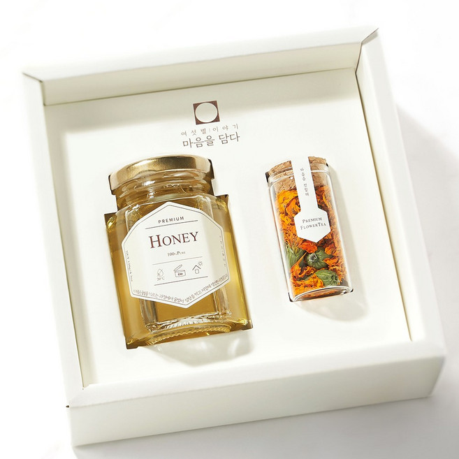 여섯별 제주 메리골드 꿀꽃차 답례품 선물세트, 1세트, 브라운띠지