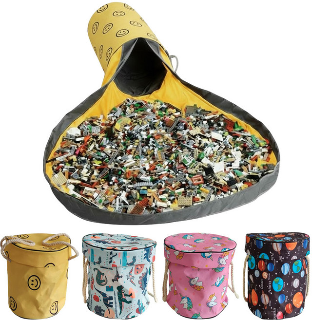 오펀 패브릭 장난감 정리함 놀이매트 블럭 바구니, 1개, 유니콘