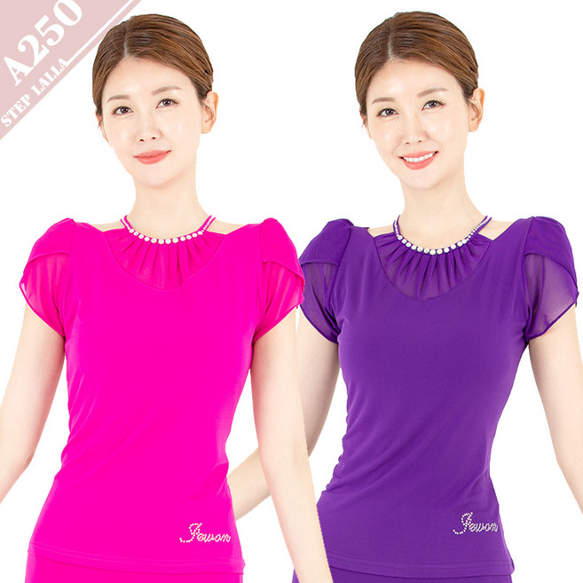 댄스연습복 상의 여름 단체복 무대의상 A250, 퍼플(보라)