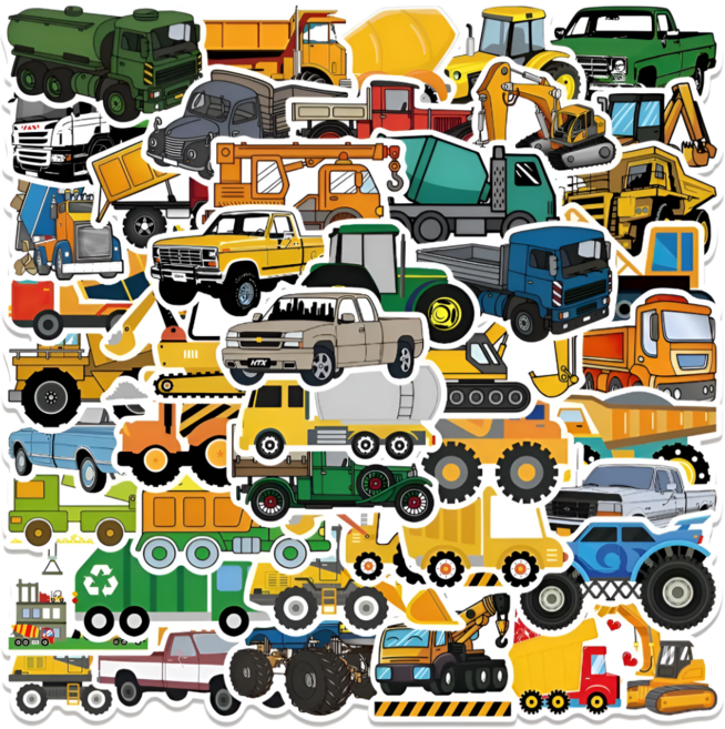 50매 자동자 중장비 리무버블 스티커 트럭, 혼합(S2179) 50매, 1세트